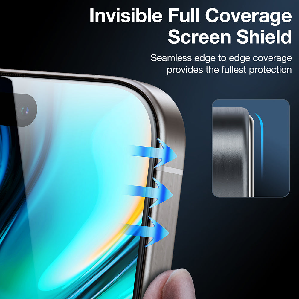Película de proteção de ecrã Privacy Torras GlassGo Install Master para Apple iPhone 16 Pro Max, Vidro Temperado, Cola Total