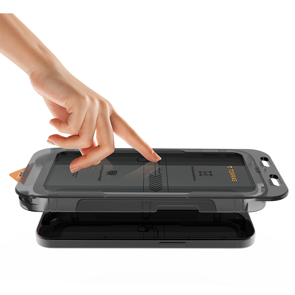 Película de Proteção de Ecrã Privacy Torras GlassGo Install Master para Apple iPhone 17 Pro, Vidro Temperado, Full Glue