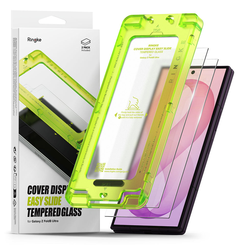 Película protetora para ecrã exterior Ringke Easy Slide para Samsung Galaxy Z Fold8 Ultra F976, vidro temperado, cola total, conjunto de 2 peças
