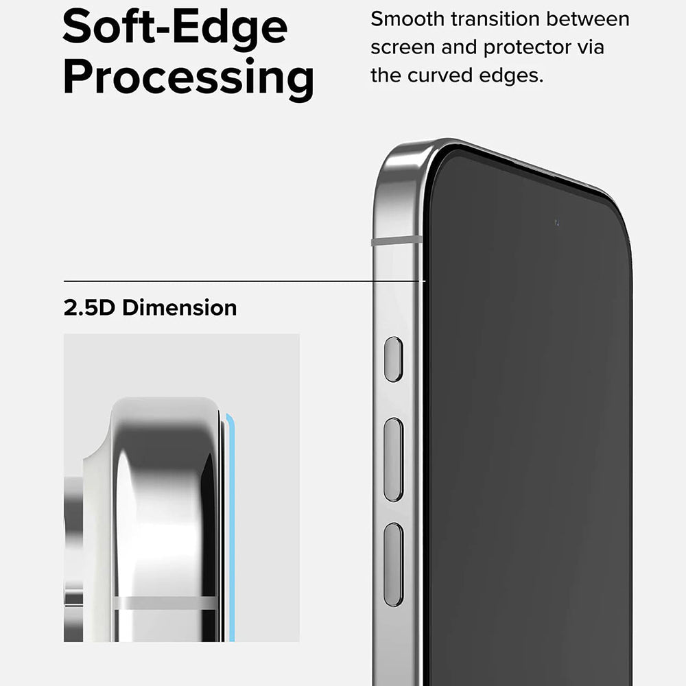 Ringke Screen Protector for Apple iPhone 15 Pro, Tempered Glass, Full Glue, Black