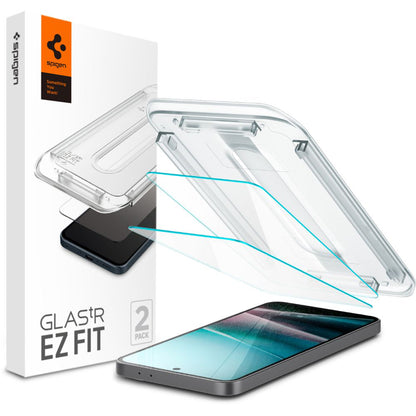 Película protetora de ecrã Spigen GlastR EZ FIT para Samsung Galaxy A36 A366, Vidro Temperado, Cola Total, Conjunto de 2 peças AGL09202