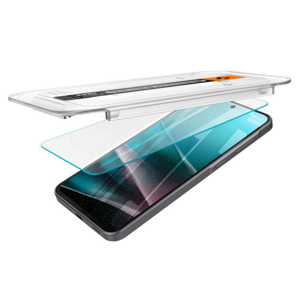 Película protetora de ecrã Spigen GlastR EZ FIT para Samsung Galaxy A36 A366, Vidro Temperado, Cola Total, Conjunto de 2 peças AGL09202