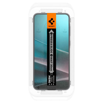 Película protetora de ecrã Spigen GlastR EZ FIT para Samsung Galaxy A36 A366, Vidro Temperado, Cola Total, Conjunto de 2 peças AGL09202
