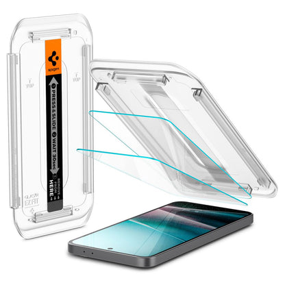 Película protetora de ecrã Spigen GlastR EZ FIT para Samsung Galaxy A36 A366, Vidro Temperado, Cola Total, Conjunto de 2 peças AGL09202