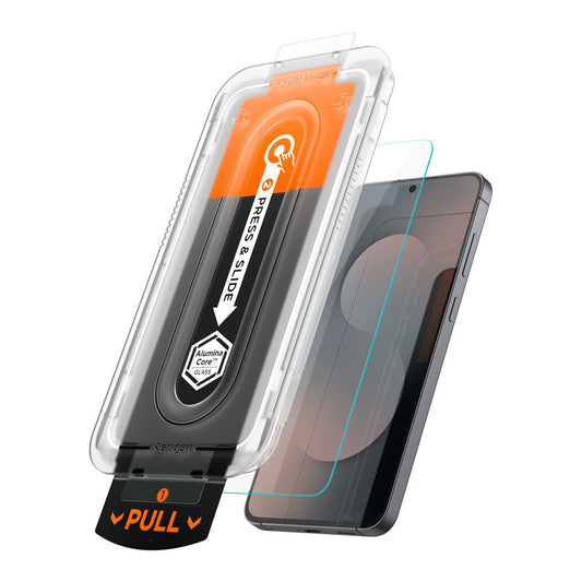 Película Protetora de Ecrã Spigen GlastR EZ FIT Pro HD para Samsung Galaxy S25 FE, Vidro Temperado, Colagem Total, Conjunto de 2 Peças