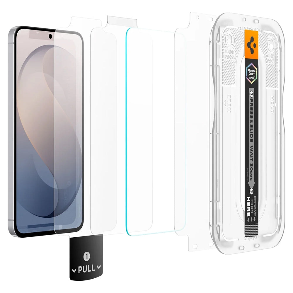 Película protetora de ecrã Spigen GlastR EZ FIT Pro HD para Samsung Galaxy S26 FE S741, Vidro Temperado, Cola Total, Conjunto de 2 unidades AGL11811