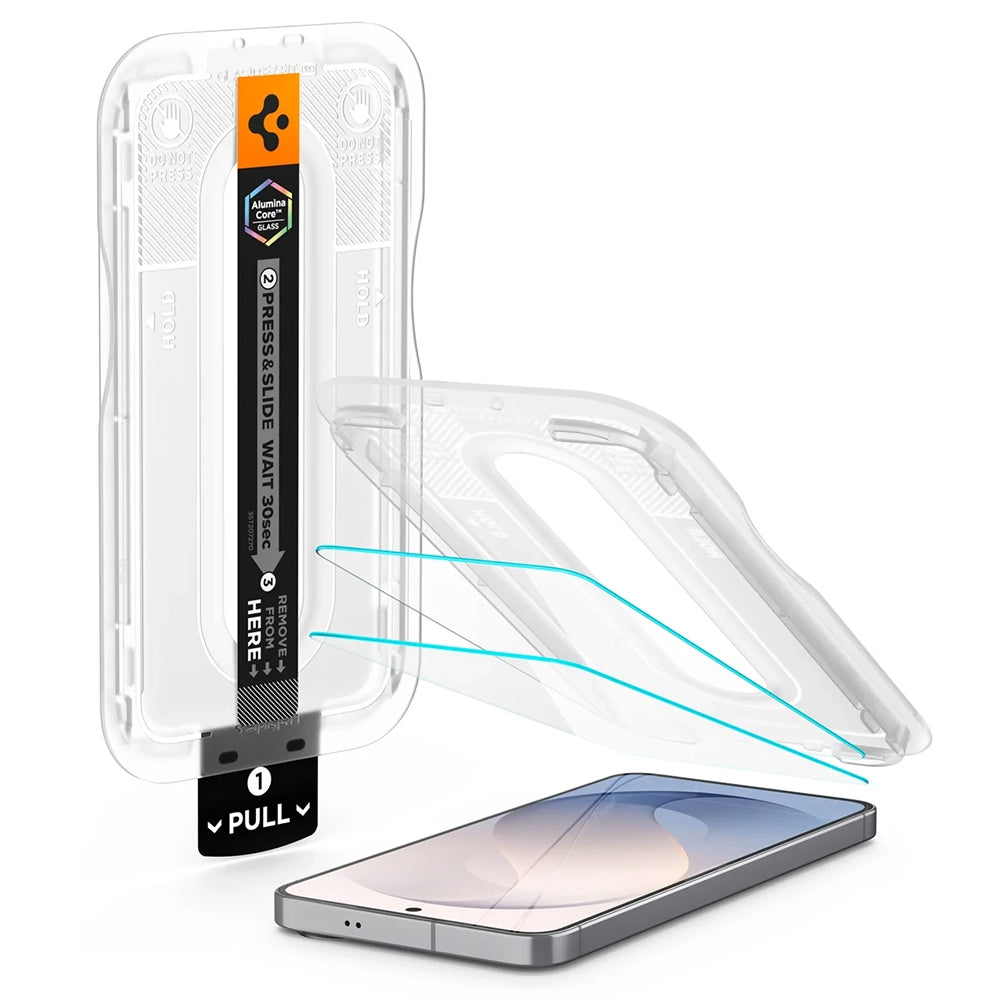 Película protetora de ecrã Spigen GlastR EZ FIT Pro HD para Samsung Galaxy S26 FE S741, Vidro Temperado, Cola Total, Conjunto de 2 unidades AGL11811