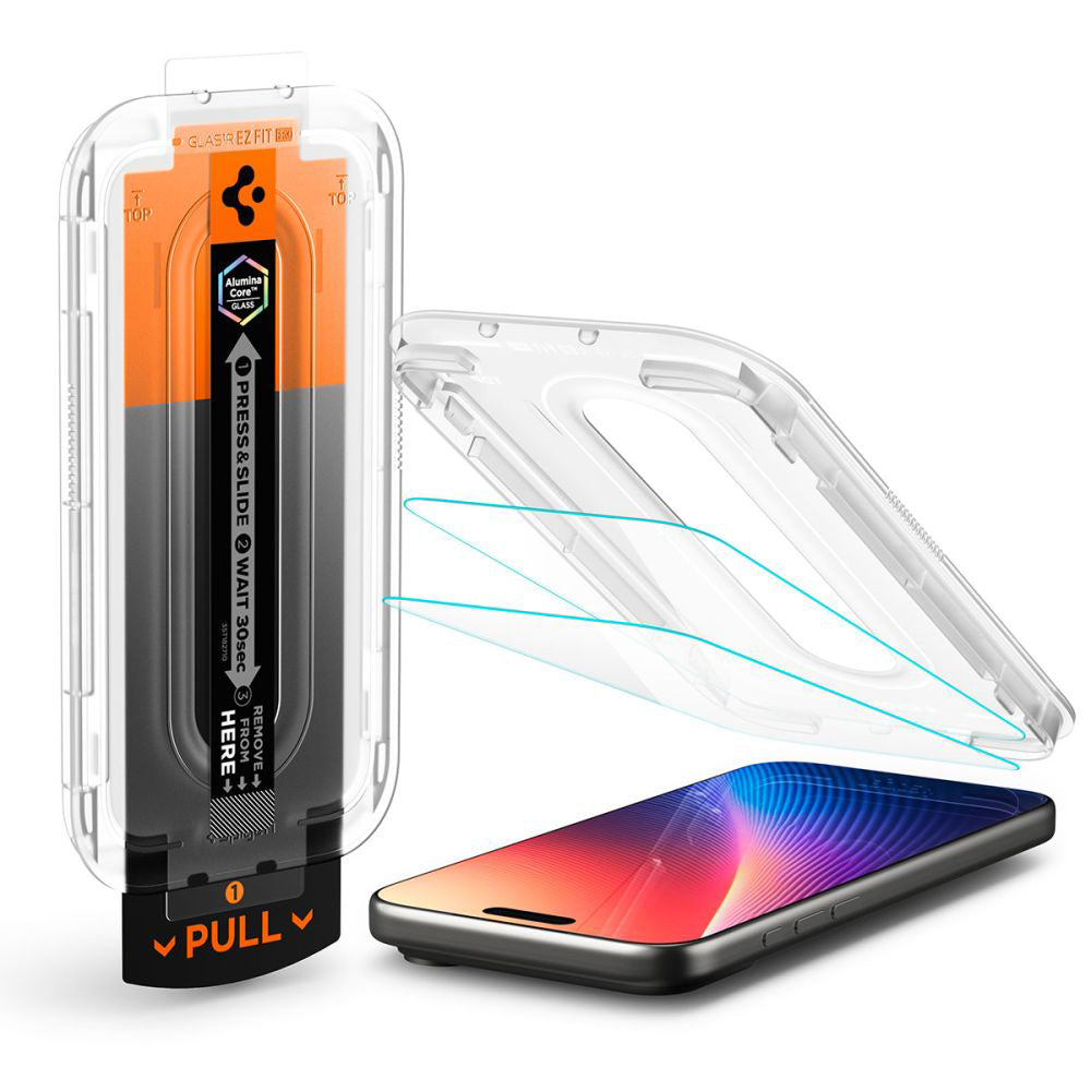 Película Protetora de Ecrã Spigen GlastR EZ FIT Pro para Apple iPhone 17 Pro Max / 16 Pro Max, Vidro Temperado, Colagem Total