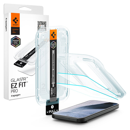 Película protetora de ecrã Spigen GlastR EZ FIT Pro para Google Pixel 11 Pro / 11, Vidro Temperado, Cola Total, Conjunto de 2 peças AGL11480