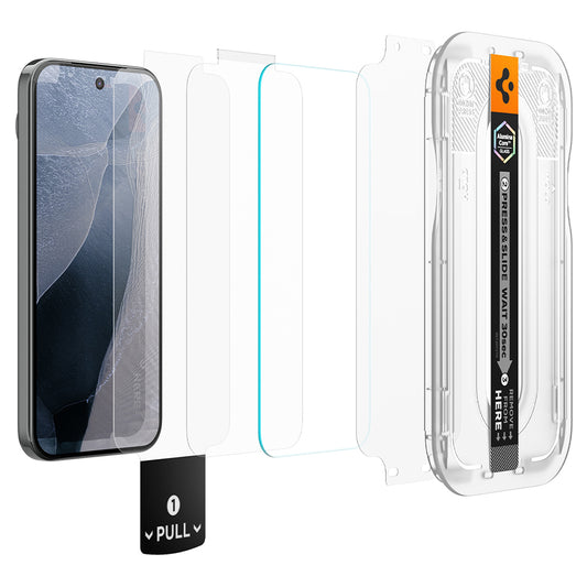 Película protetora de ecrã Spigen GlastR EZ FIT Pro para Google Pixel 11 Pro XL, Vidro Temperado, Cola Total, Conjunto de 2 peças AGL11485