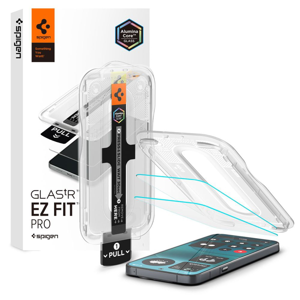 Película protetora de ecrã Spigen GlastR EZ FIT Pro para Nothing Phone (4a) Pro, Vidro Temperado, Cola Total, Conjunto de 2 unidades AGL11681