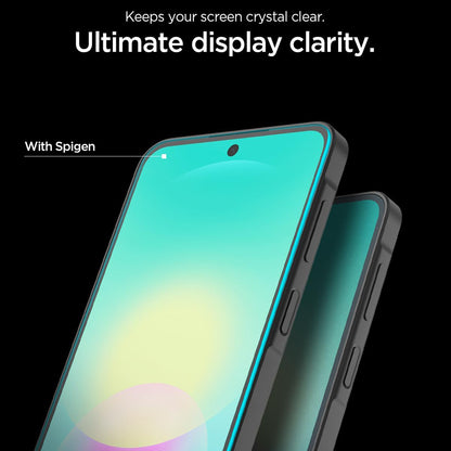 Película protetora de ecrã Spigen GlastR EZ FIT Pro para Samsung Galaxy A27 5G, Vidro Temperado, Cola Total, Conjunto de 2 unidades AGL11809