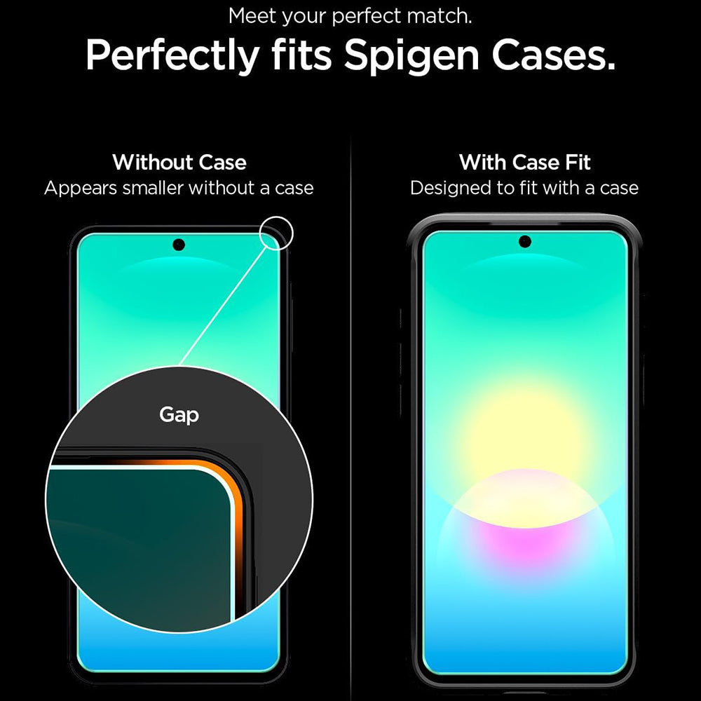 Película protetora de ecrã Spigen GlastR EZ FIT Pro para Samsung Galaxy A27 5G, Vidro Temperado, Cola Total, Conjunto de 2 unidades AGL11809