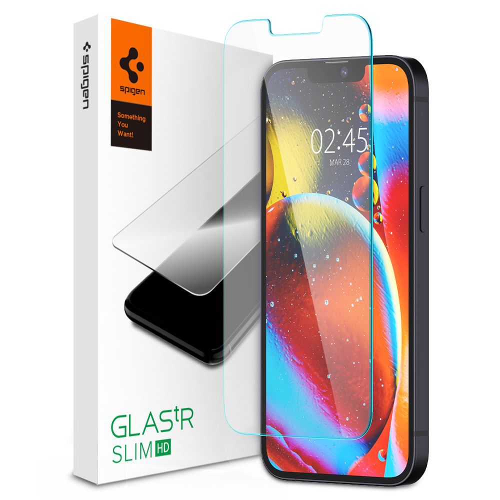 Película Protetora de Ecrã Spigen GlastR Slim para Apple iPhone 14 Plus / 13 Pro Max, Vidro Temperado, Full Glue AGL03382