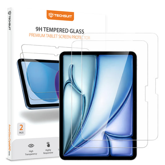 Película Protetora de Ecrã Techsuit ArmorGlass CrystalHD para Apple iPad Air 11 (2025) / Air 11 (2024), Vidro Temperado, Full Glue, Conjunto de 2 peças