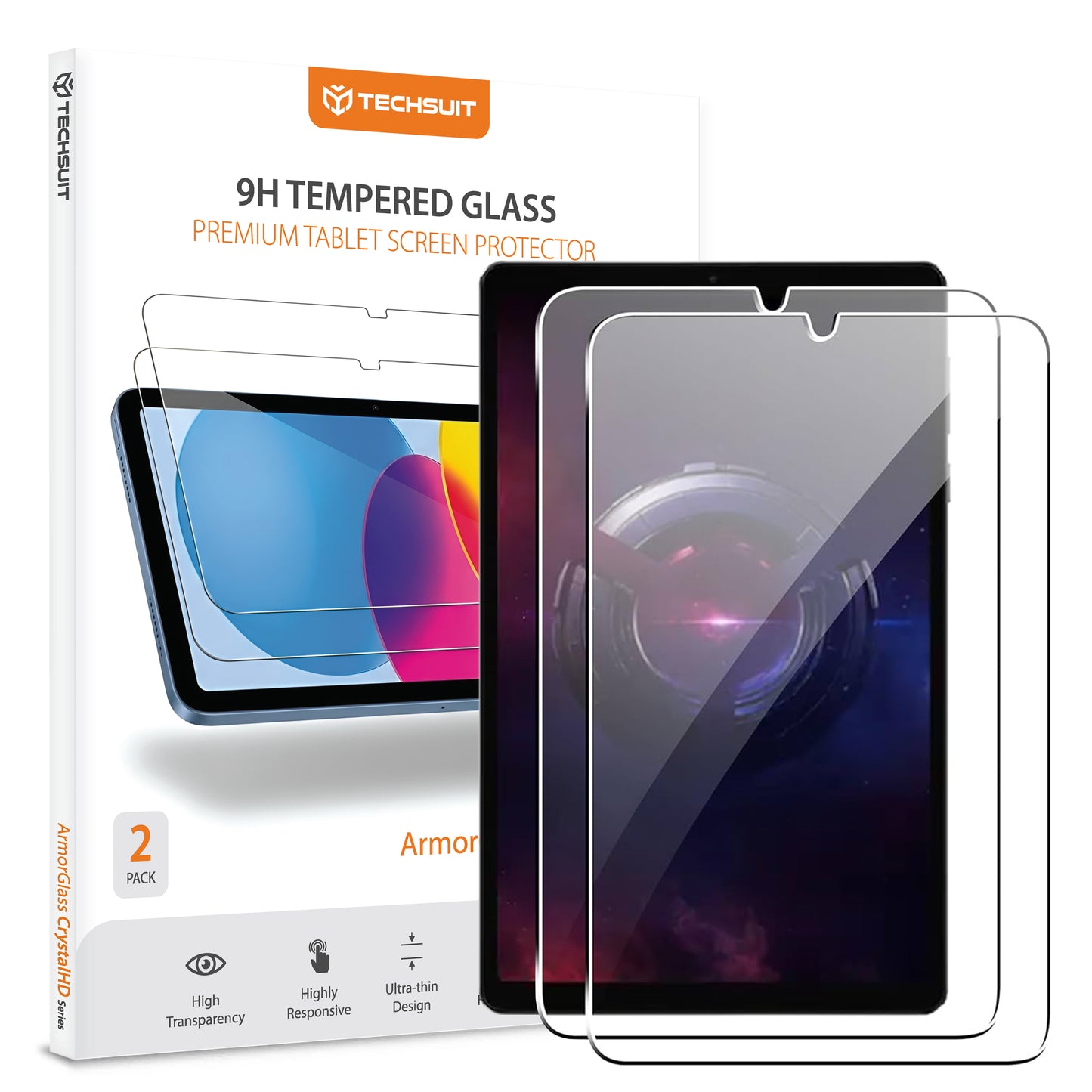 Película Protetora de Ecrã Techsuit ArmorGlass CrystalHD para Lenovo Legion Y700 (2025), Vidro Temperado, Full Glue, Conjunto de 2 peças