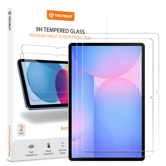 Película Protetora de Ecrã Techsuit ArmorGlass CrystalHD para Samsung Galaxy Tab S10 FE+, Vidro Temperado, Full Glue, Conjunto de 2 peças.