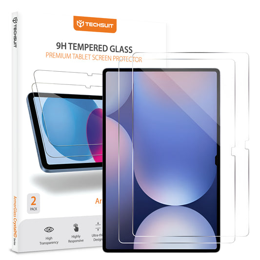 Película Protetora de Ecrã Techsuit ArmorGlass CrystalHD para Samsung Galaxy Tab S10+ / Tab S9 FE+, Vidro Temperado, Full Glue, Conjunto de 2 peças.