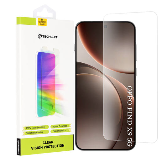 Película Protetora de Ecrã Techsuit Clear Vision para Oppo Find X9, Vidro Temperado, Colagem Total