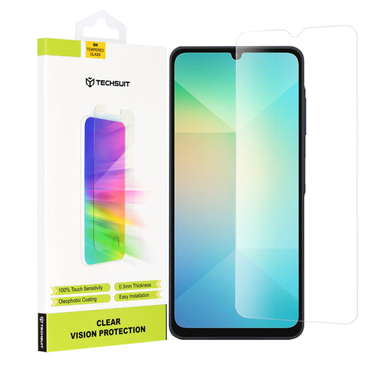 Película protetora de ecrã Techsuit Clear Vision para Samsung Galaxy A06 A065, Vidro Temperado, Cola Total