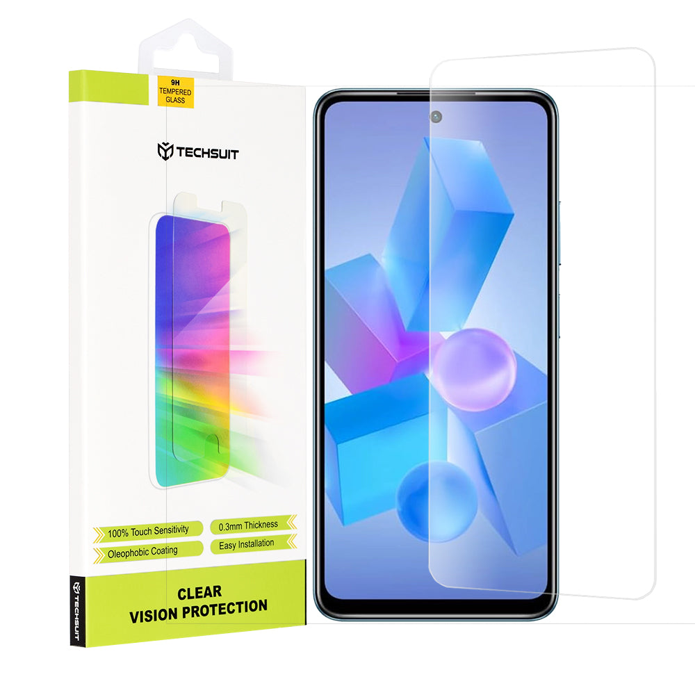Película protetora de ecrã Techsuit Clear Vision para Tecno Spark 20 Pro / Pova 5 Pro / Hot 40 / Hot 40 Pro, Vidro Temperado, Cola Total