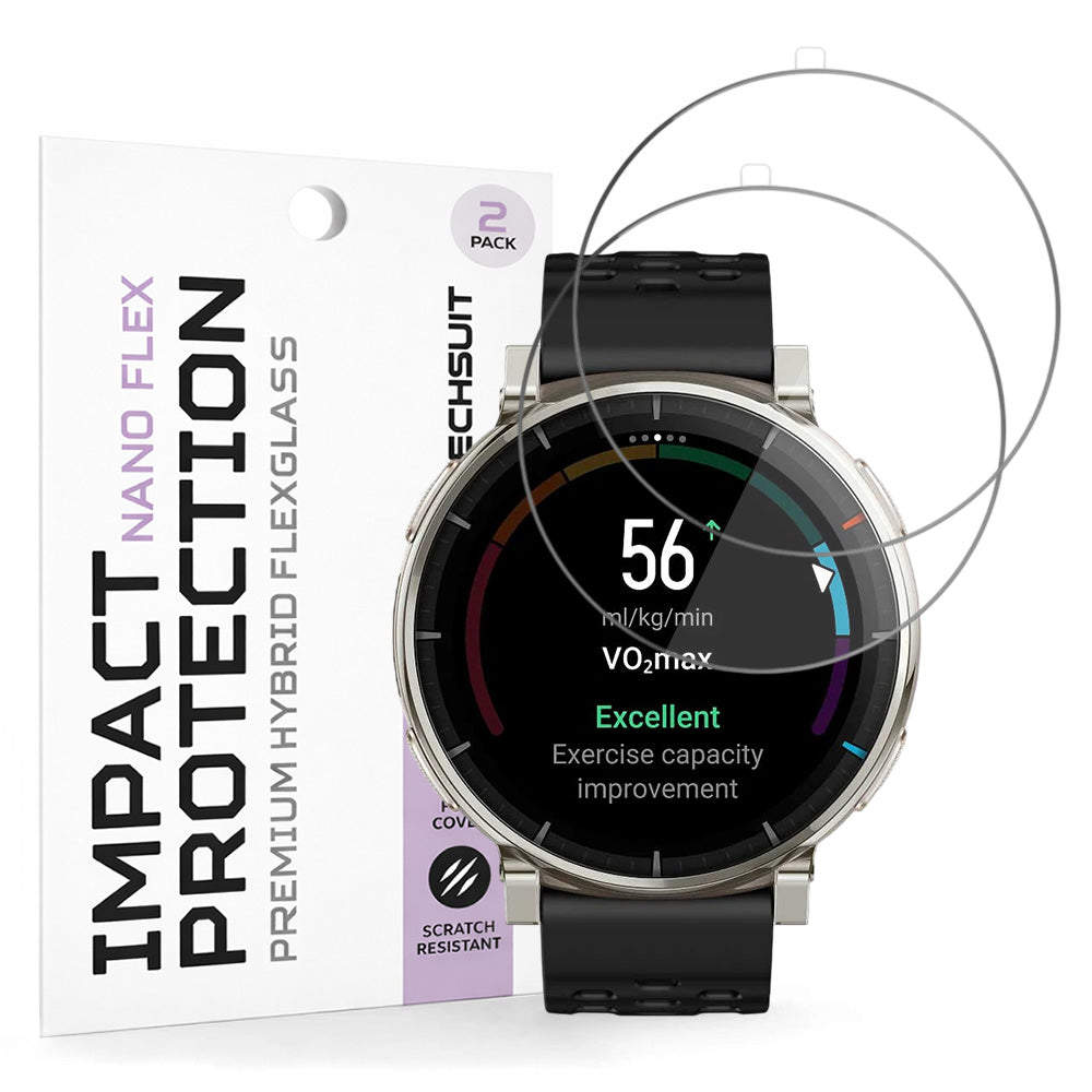 Película Protetora de Ecrã Techsuit Nano Flex para Amazfit Active 3 Premium, Plástico, Conjunto de 2 peças, Preta