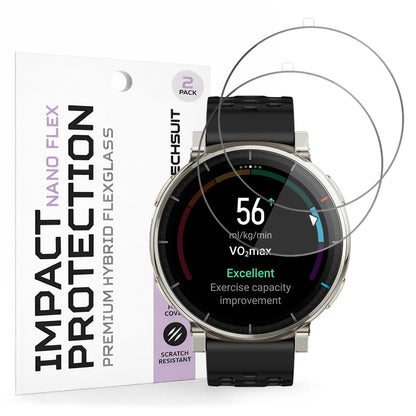 Película Protetora de Ecrã Techsuit Nano Flex para Amazfit Active 3 Premium, Plástico, Conjunto de 2 peças, Preta