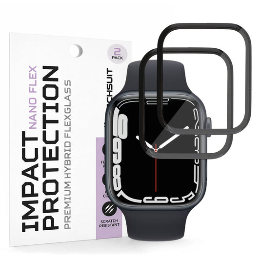 Película Protetora de Ecrã Techsuit Nano Flex para Apple Watch Series 9 / 8 / 7 41mm, Plástico, Conjunto de 2 peças, Preta