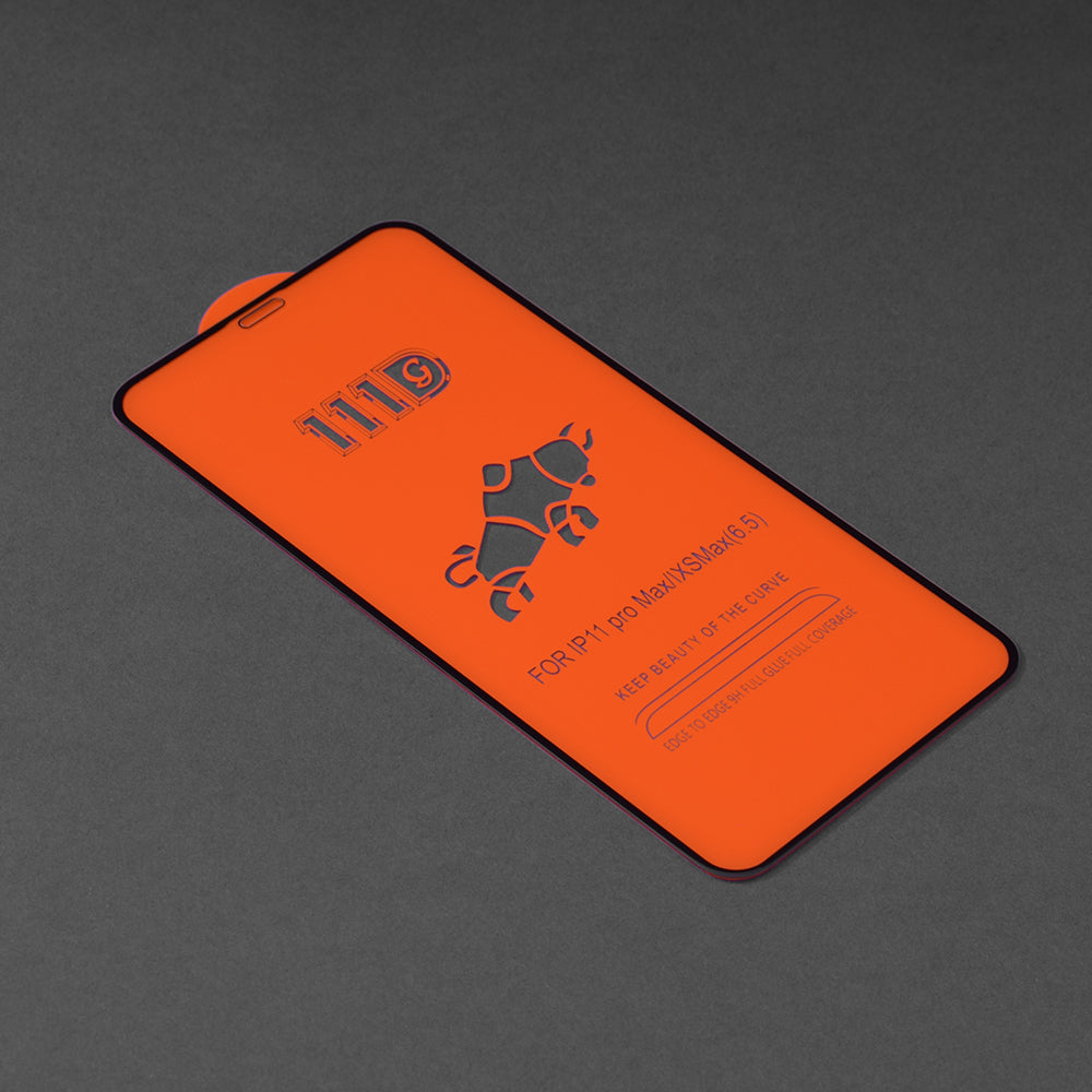 Película protetora de ecrã Techsuit para Apple iPhone 11 Pro Max / XS Max, Vidro Temperado, Cola Total, 111D, Preta