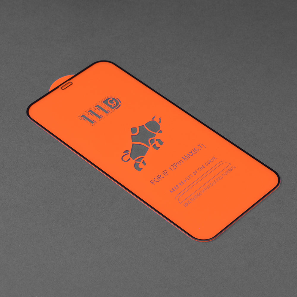 Película protetora de ecrã Techsuit para Apple iPhone 12 Pro Max, Vidro Temperado, Cola Total, 111D, Preta