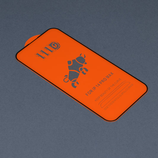 Película protetora de ecrã Techsuit para Apple iPhone 14 Pro, Vidro Temperado, Cola Total, 111D, Preta