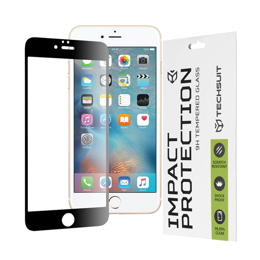 Película protetora de ecrã Techsuit para Apple iPhone 6s Plus / 6 Plus, Vidro Temperado, Cola Total, 111D, Preta