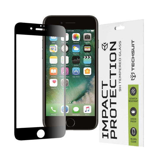 Película protetora de ecrã Techsuit para Apple iPhone 8 Plus / 7 Plus, Vidro Temperado, Cola Total, 111D, Preta