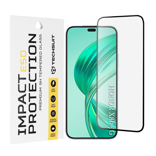 Película protetora de ecrã Techsuit para Honor 400 Lite / X8c / X8b, Vidro Temperado, Cola Total, Preta