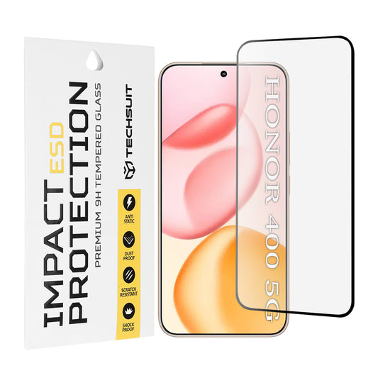 Película protetora de ecrã Techsuit para Honor 400, Vidro Temperado, Cola Total, Preta
