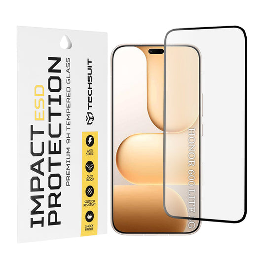 Película de proteção Ecran Techsuit para Honor 600 Lite, Vidro Temperado, Full Glue, Preta
