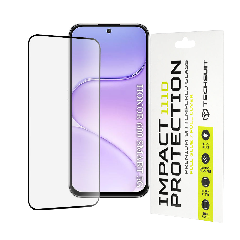 Película protetora de ecrã Techsuit para Honor 600 Smart, Vidro Temperado, Full Glue, 111D, Preto