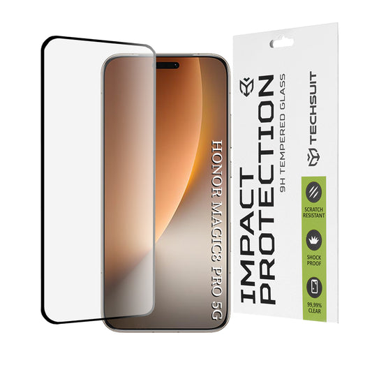 Película de Proteção de Ecrã Techsuit para Honor Magic8 Pro, Vidro Temperado, Full Glue, 111D, Preta