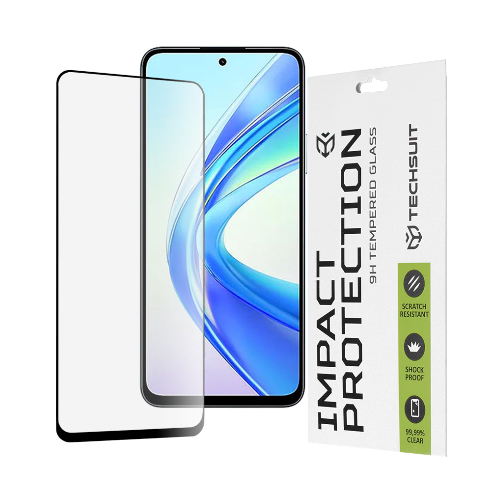 Película protetora de ecrã Techsuit para Honor X7b 5G / 90 Smart / X7b 4G, Vidro Temperado, Cola Total, 111D, Preta