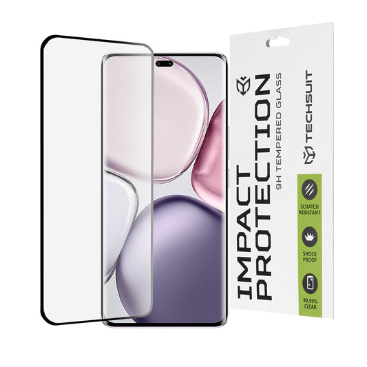 Película protetora de ecrã Techsuit para Honor X9c / Magic7 Lite, Vidro Temperado, Cola Total, 111D, Preta