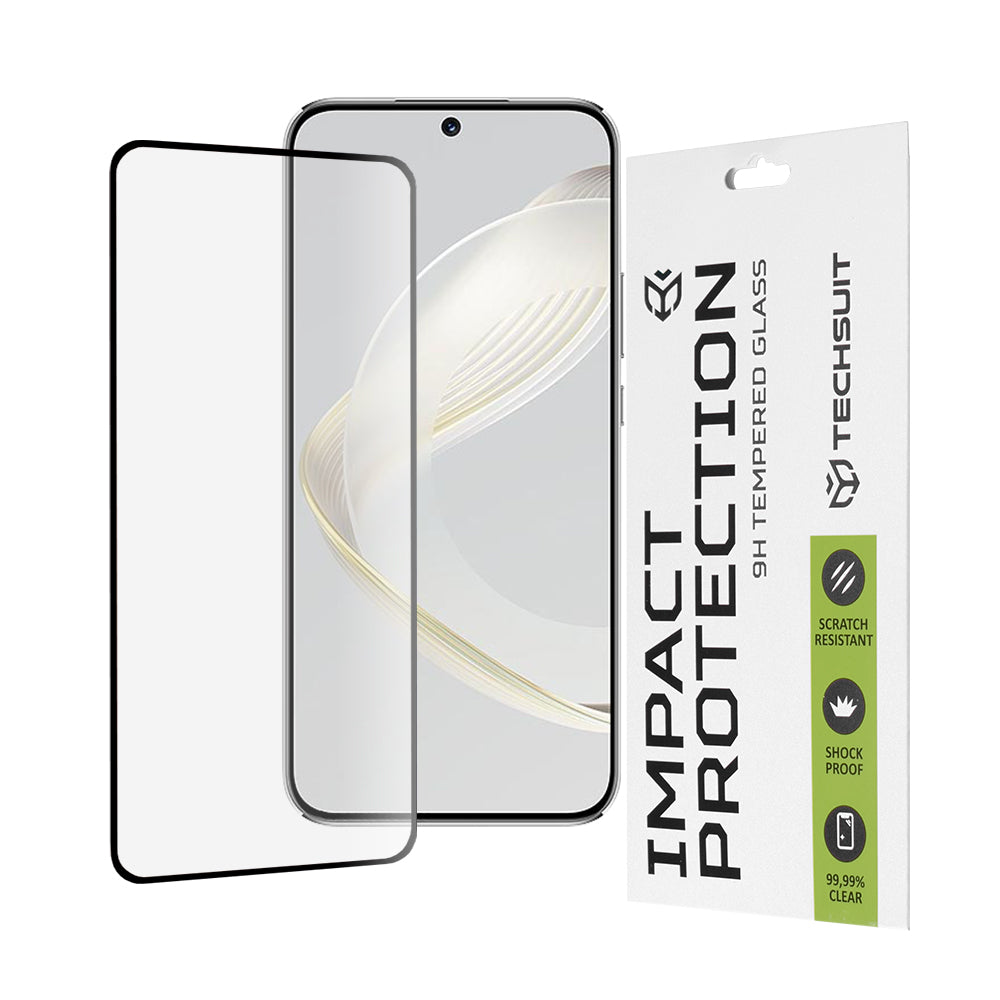 Película protetora de ecrã Techsuit para Huawei nova 12s / nova 11, Vidro Temperado, Cola Total, 111D, Preta