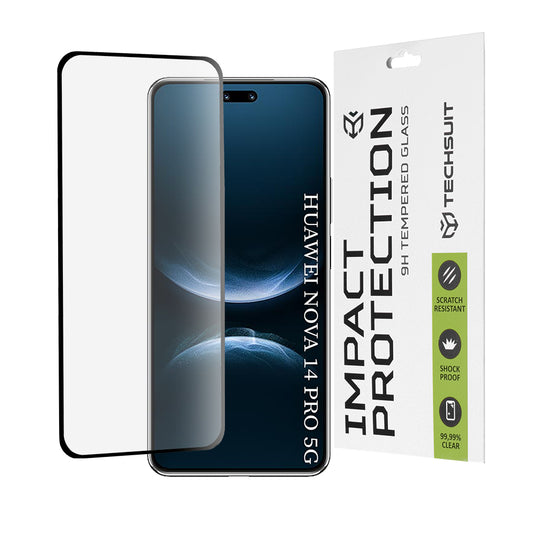 Película de Proteção de Ecrã Techsuit para Huawei nova 14 Pro, Vidro Temperado, Full Glue, 111D, Preta