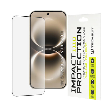 Película protetora de ecrã Techsuit para Huawei nova 15 Max, Vidro Temperado, Full Glue, 111D, Preto