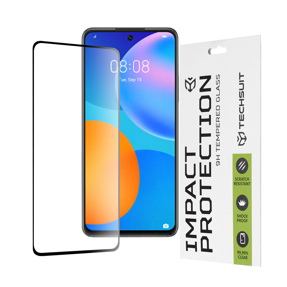 Película protetora de ecrã Techsuit para Huawei P smart 2021, Vidro Temperado, Full Glue, 111D, Preto