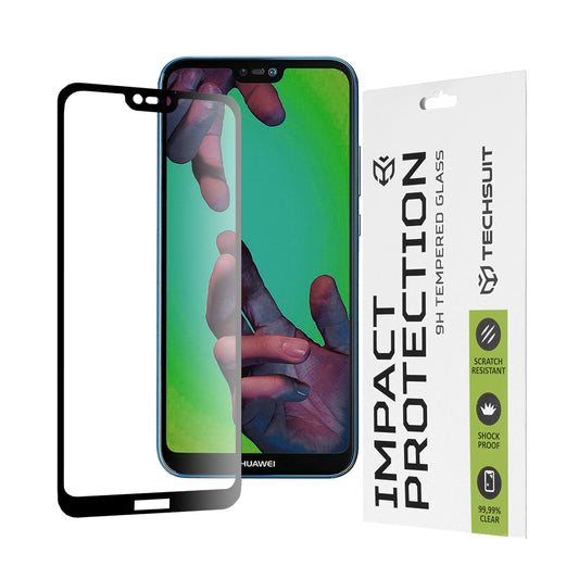 Película protetora de ecrã Techsuit para Huawei P20 Lite, Vidro Temperado, Full Glue, 111D, Preto