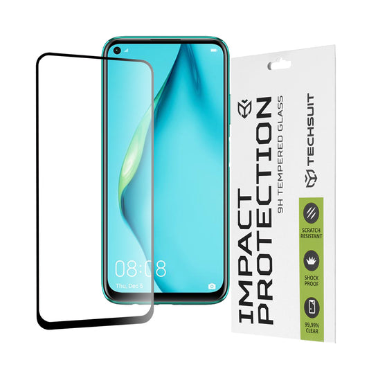 Película protetora de ecrã Techsuit para Huawei P40 lite 4G / P20 lite (2019), Vidro Temperado, Full Glue, 111D, Preta