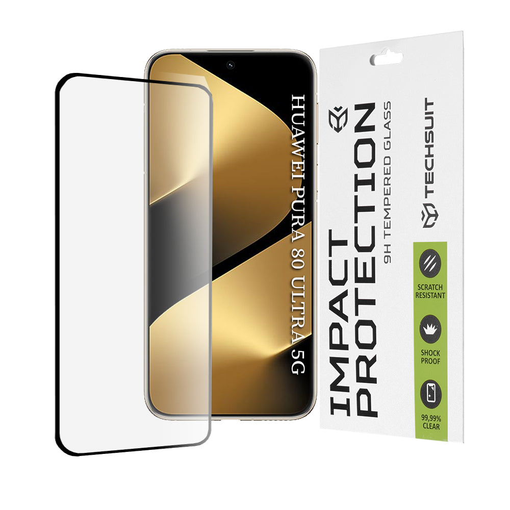Película protetora de ecrã Techsuit para Huawei Pura 80 Ultra, Vidro Temperado, Full Glue, 111D, Preta