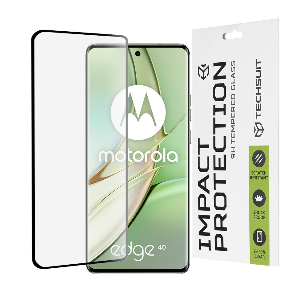 Película protetora de ecrã Techsuit para Motorola Edge (2023) / Edge 40, Vidro Temperado, Cola Total, 111D, Preta