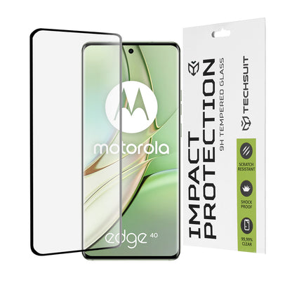 Película protetora de ecrã Techsuit para Motorola Edge (2023) / Edge 40, Vidro Temperado, Cola Total, 111D, Preta