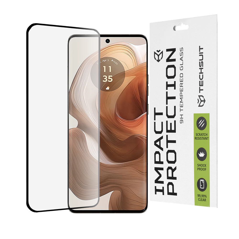 Película protetora de ecrã Techsuit para Motorola Edge 50 Ultra, vidro temperado, cola total, 111D, preta